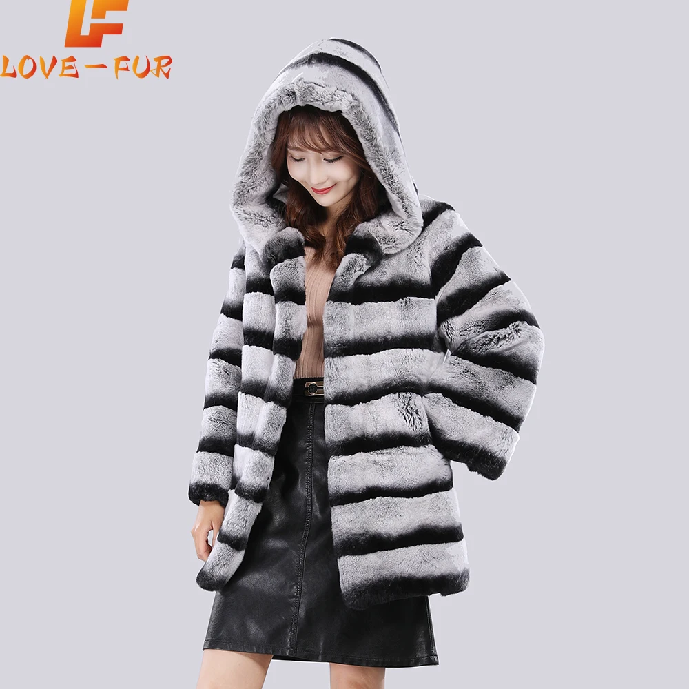 New Women Winter Warm Russian Lady 100% Natural Rex Rabbit Fur Hooded Coats Real Rex Rabbit Fur Jackets Hot Genuine Fur Overcoat