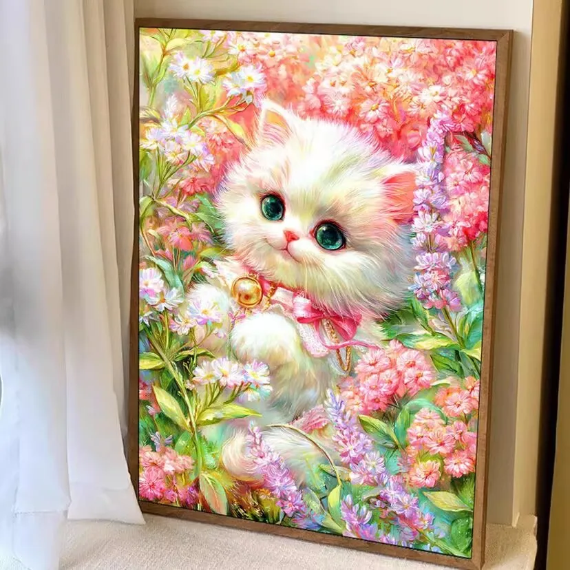 

14CT 9CT набор с принтом кошек и цветов, вышивка крестиком, набор для рукоделия «сделай сам», поделки с иглами, нитки