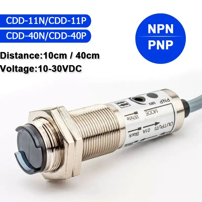 M18 Photoelectric Switch CDD-11N CDD-11P CDD-40N CDD-40P Four-wire 12-24v NPN PNP Distance Adjustable Diffuse Reflection Senser