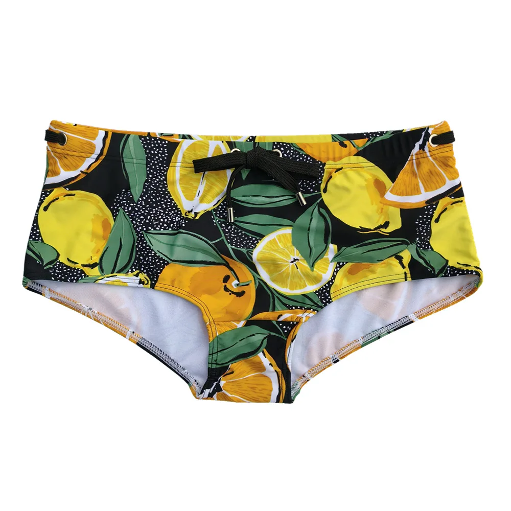 Mens Swimwear Swimsuits Swim Boxer Briefs Bikini Surfing Board Shorts Trunks Orange Print Pouch Water Sport Panties Beach Shorts - view 3