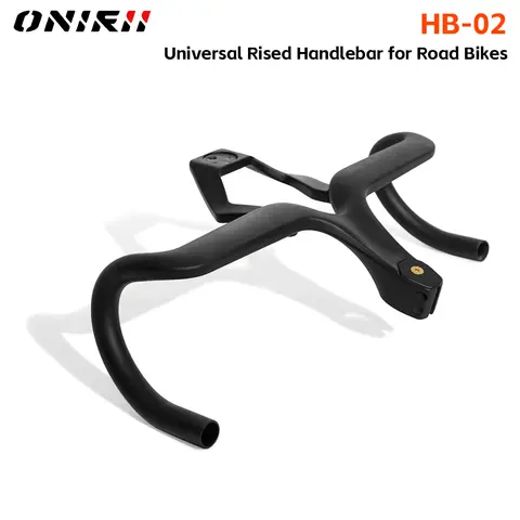 ONIRII HB 02 Universal Integrated Rised Handlebar Carbon Bars Fit 28.6 mm Head Tube with Stopwatch Holder Spacer for Road Bike