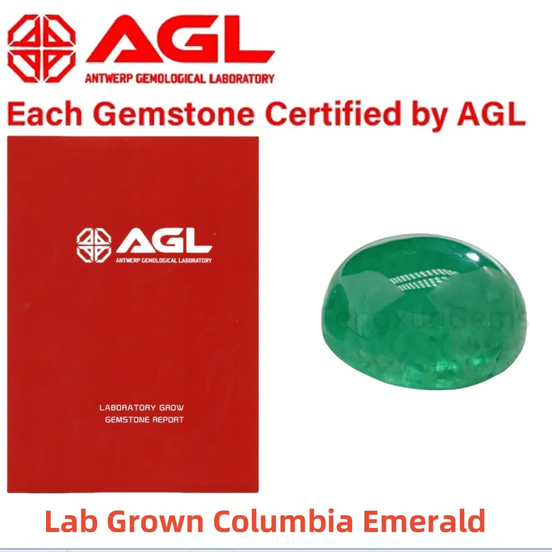 

Lab Grown Columbia Emerald Oval Cabochon Cut Top Hand Cutting Green color With AGL Certificate For Earrings Ring Bracelet Make