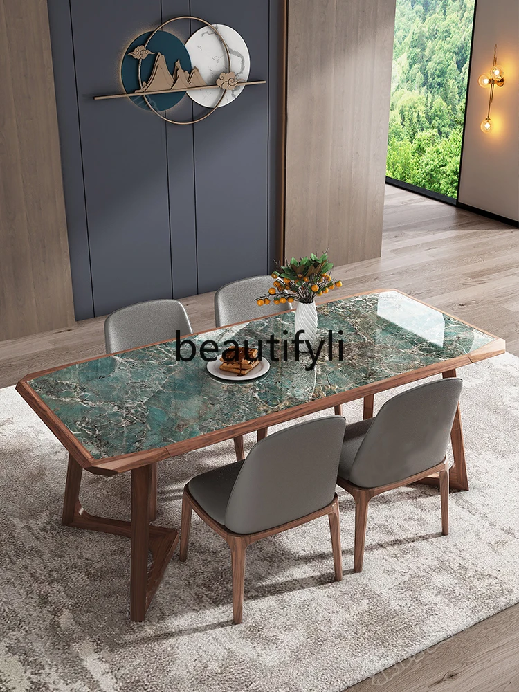 

Light luxury household solid wood black walnut high-end imported Italian Pandora luxury stone