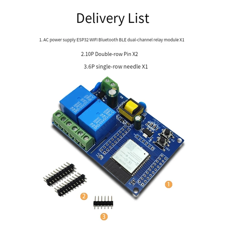 ESP32 WiFi & Bluetooth Development Board with AC 220V Power Supply Dual Relay for-A22U