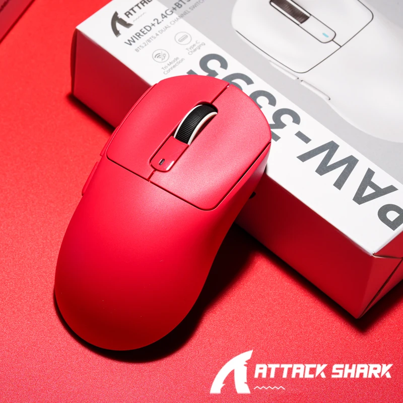 Attack Shark R1 ماوس بلوتوث للألعاب لاسلكي معدل إرجاع 1000 هرتز، مستشعر PAW3311، ثلاثي الوضع قابل لإعادة الشحن، مريح