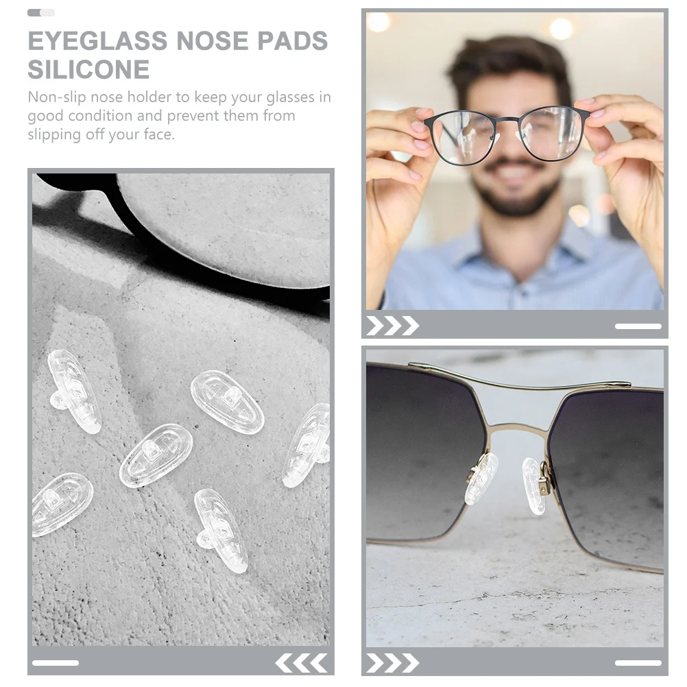 

20 Pairs Anti-slip Nose Pads Clear Eyeglass Glasses Eyeglasses Repair Cushion Plastic