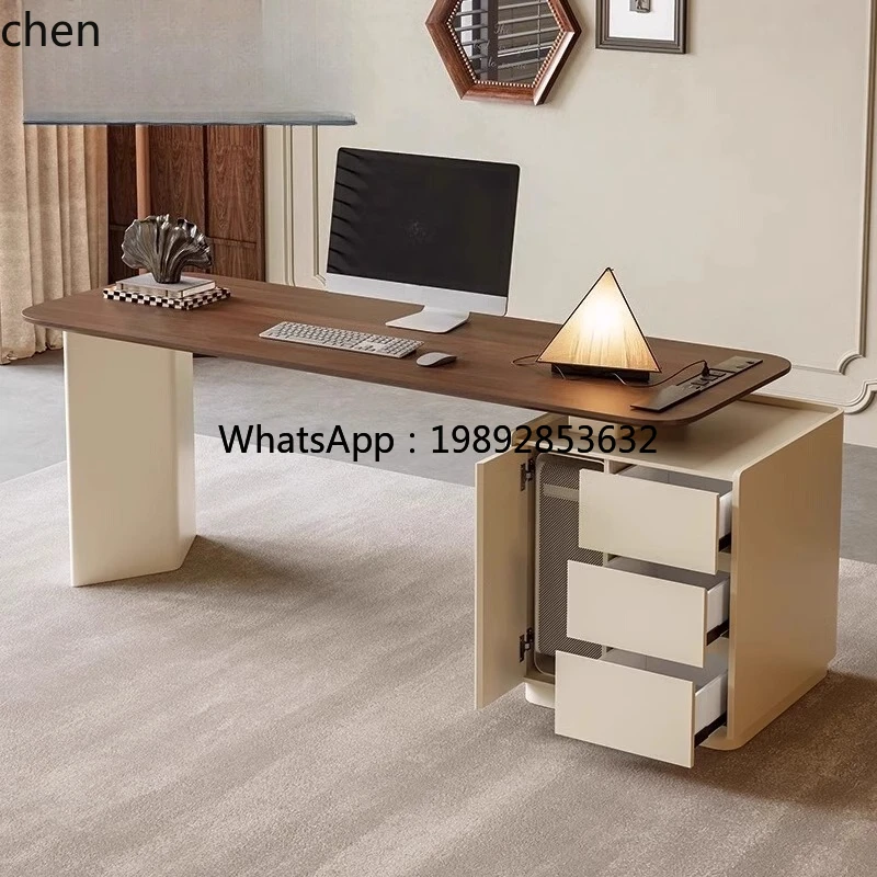 solid wood desk light luxury desk simple high-end retro writing desk computer table