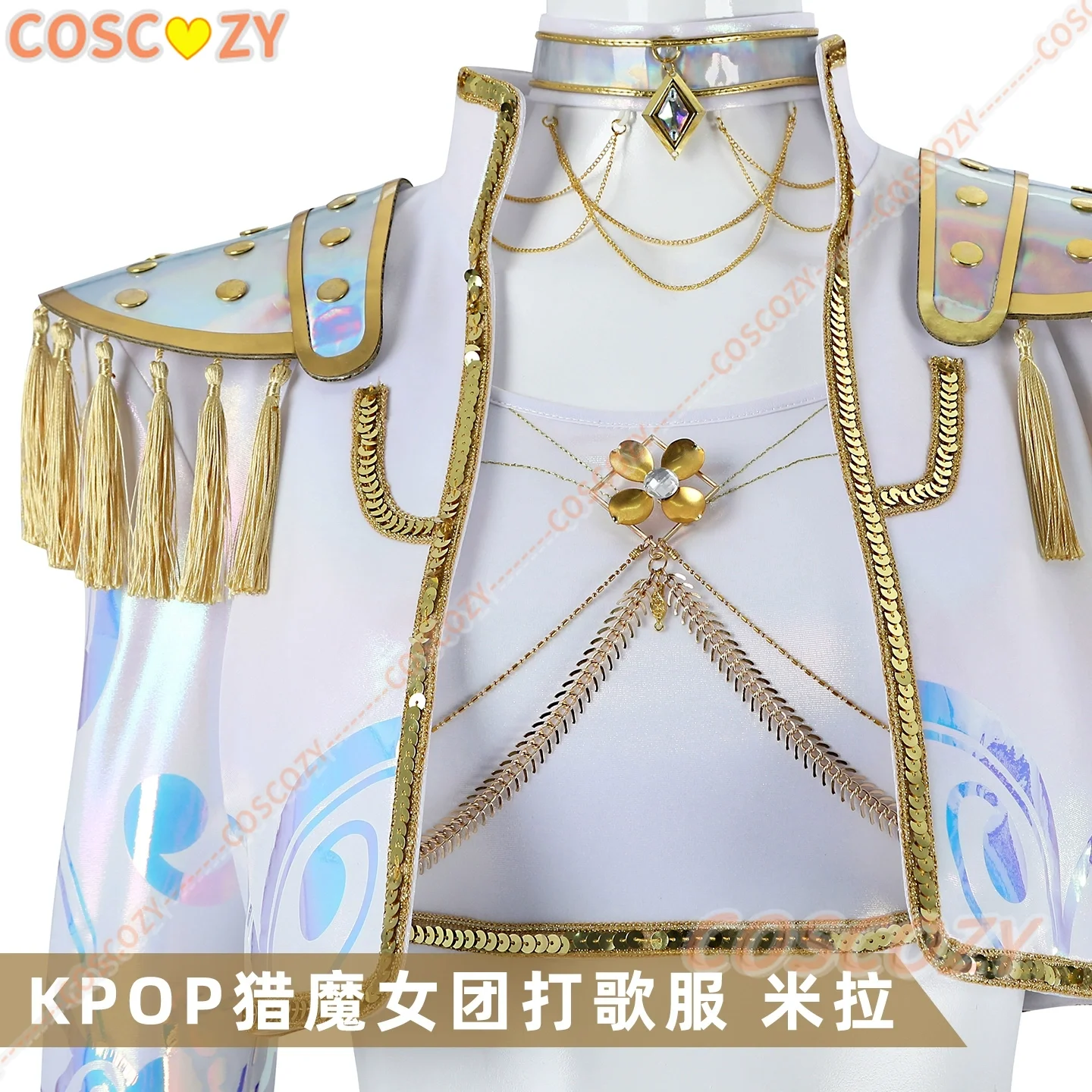 KPop شيطان الصيادين ميرا تأثيري حلي شعر مستعار جلد علوي تنورة هنتركس موحدة القرط الدعائم النساء الفتيات حفلة الهالوين الزي #5