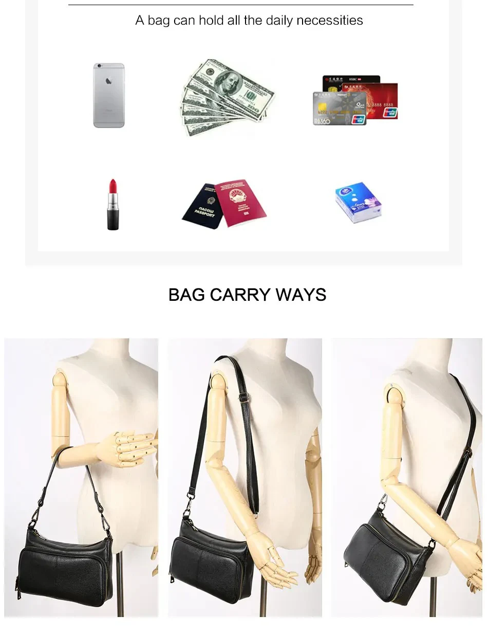 Zency Damen-Umhängetasche aus 100 % echtem Leder, hellviolett, Umhängetasche, Handtasche, modische Hobo-Tasche, Messenger-Taschen, Sac Bolsa – Detail 9