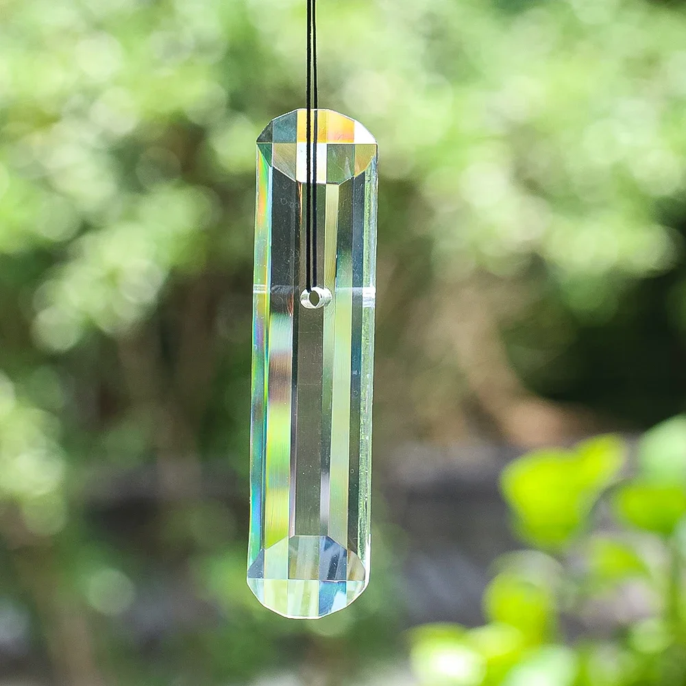 Aurora Clear Crystal Prism Pendant Faceted Cylinder Glass Suncatcher Chandelier Hanging Drop Window Decor DIY Ornament - view 3