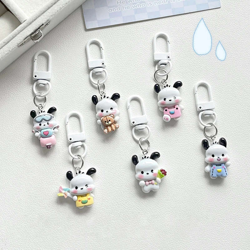 Kawaii Sanrio Pochacco Key Chain Anime Keychain Cartoon Resin Doll Key Holder Cute Jewelry Gift For Girls