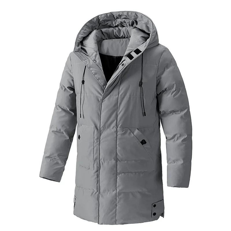 سترة قطنية متوسطة الطول للرجال 2025، معطف شتوي فضفاض كبير الحجم بغطاء للرأس، سترة قطنية دافئة وسميكة #1