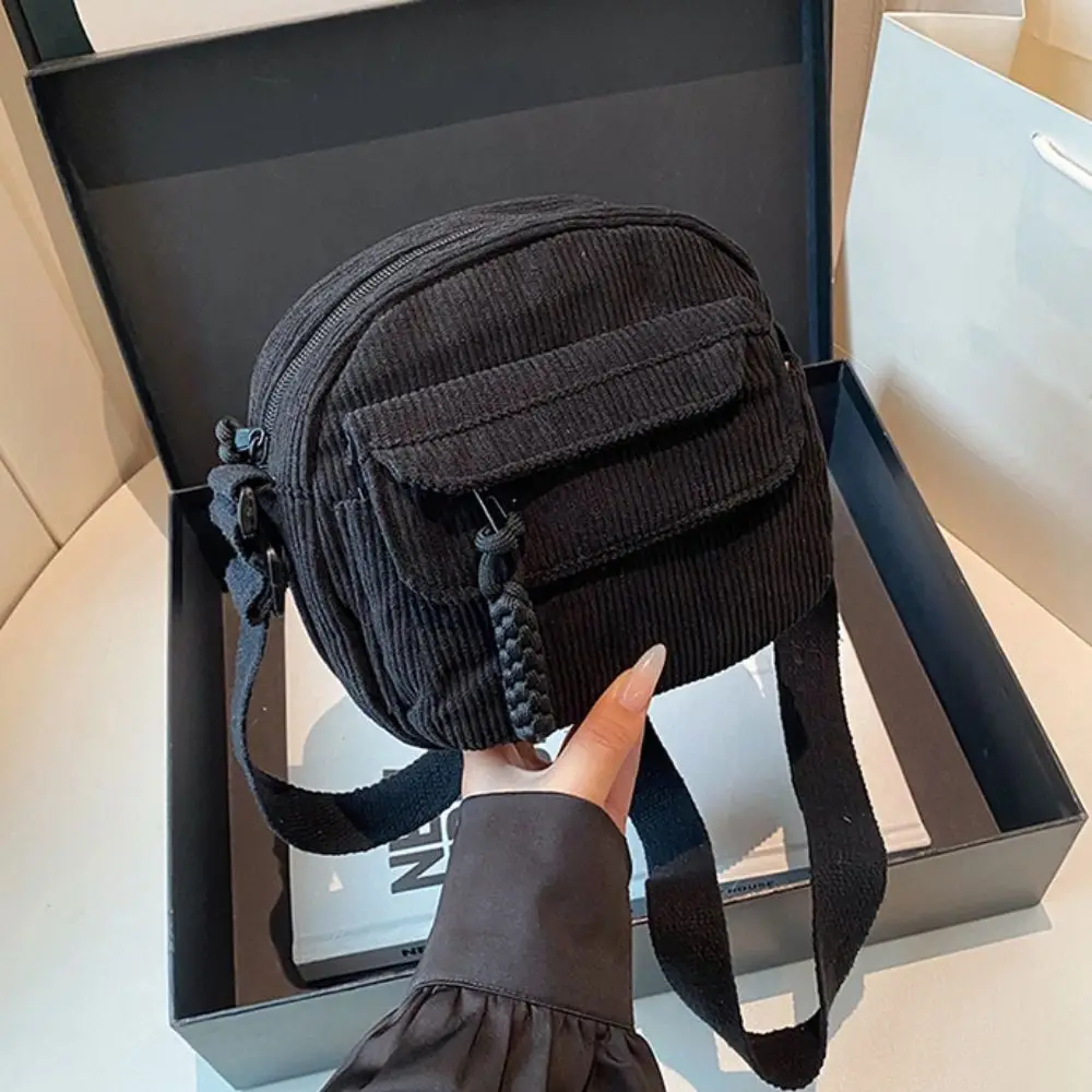 

Large Capacity Corduroy Shoulder Bag Cotton Cloth Korean Style Solid Color Crossbody Bag Small Square Bag Handbag Canvas Handbag