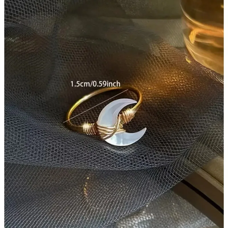 1 قطعة البوهيمي نمط القمر على شكل حلقة قابلة للتعديل خمر المجوهرات السماوية للارتداء اليومي ومناسبات الحفلات #6