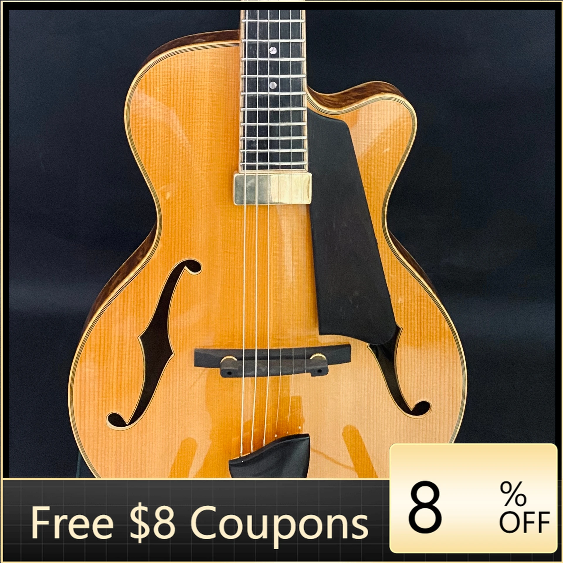 

STLF Yunzhi 15-Inch Customizable Jazz Electric Guitar Handcrafted Hollow Body with Burr Maple Ebony Fingerboard for Luthier