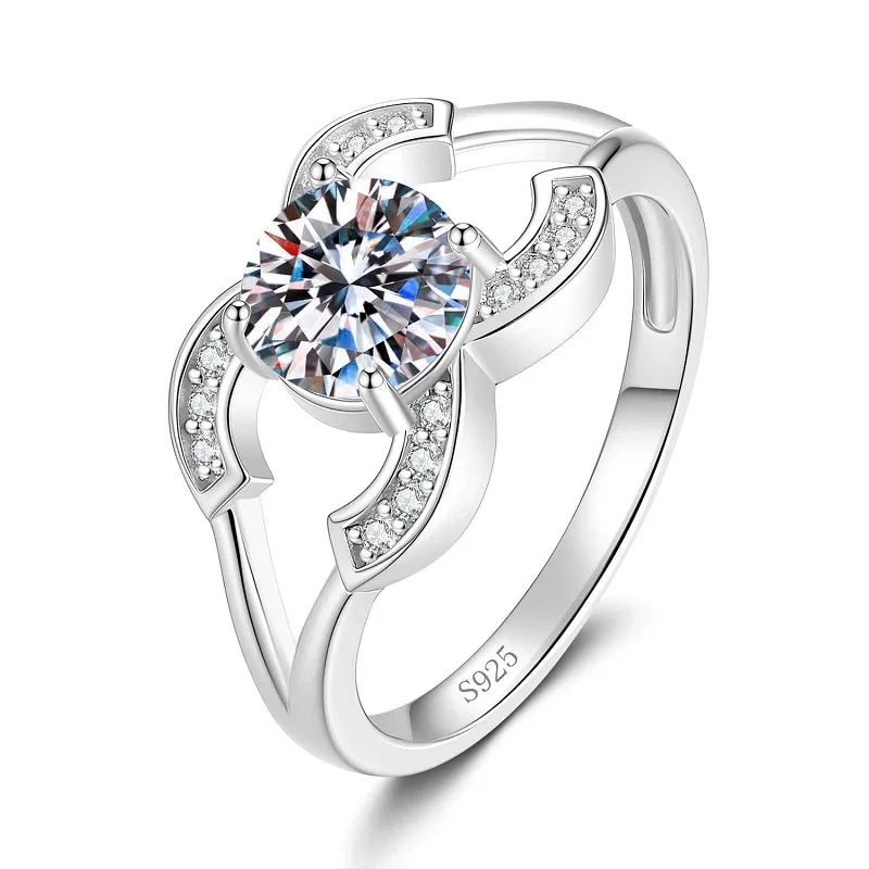 

Apaison Luxury Sparkling 1 Carat 6.5mm Moissanite Wedding Rings for Women-925 Sterling Silver Anniversary Jewelry Gift-Size 5~9
