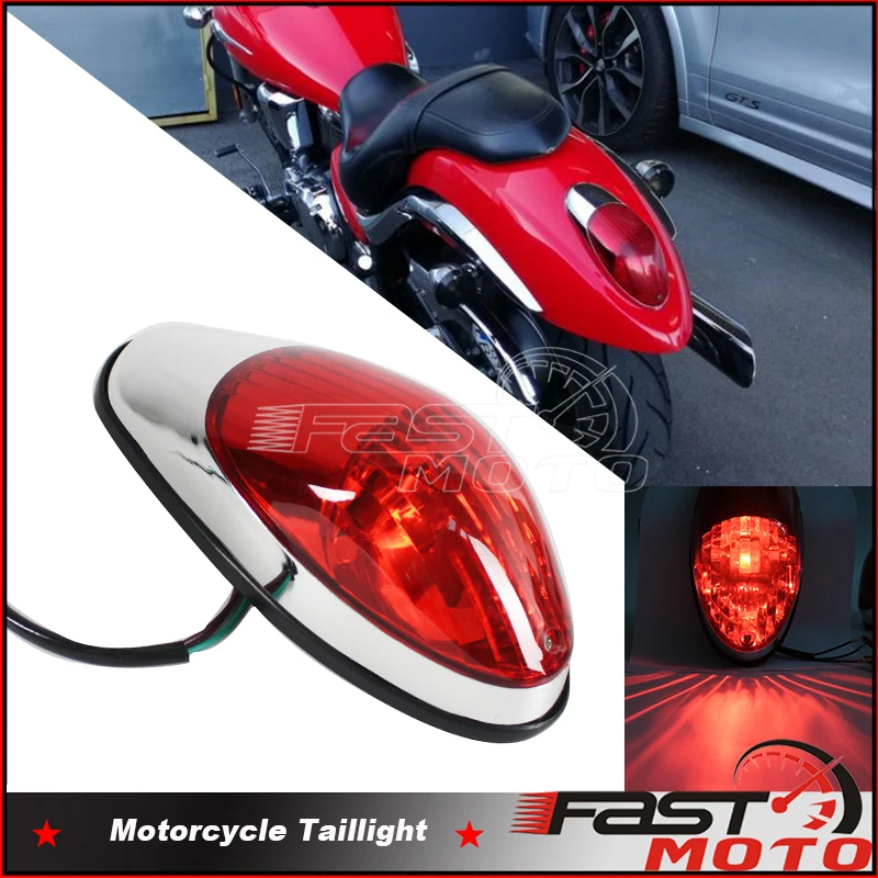 Tail Light Red Brake Stop Rear Lamp For Kawasaki Vulcan 900 1500 Classic VN900C Honda Rebel 300 Harley Touring Cruiser Chopper