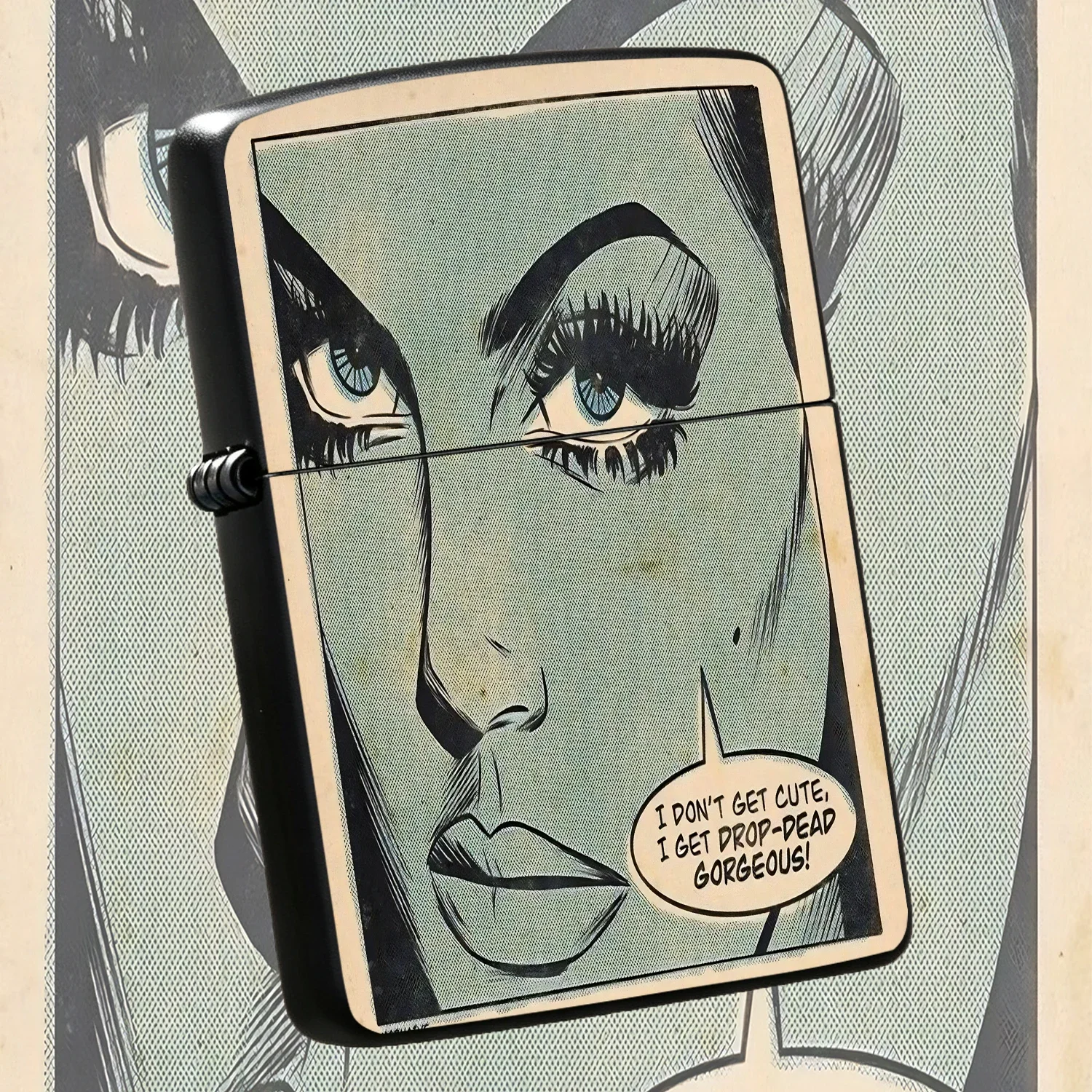 Vintage Comic Style I Don'T Get Cute I Get Drop Dead Gorgeous Portable Lighter, Trendy Art Printed Practical Daily Carry Item, Multi-Scenario Available Creative Nice Gift For Your Friends And People Who Love Retro Aesthetic Interesting And