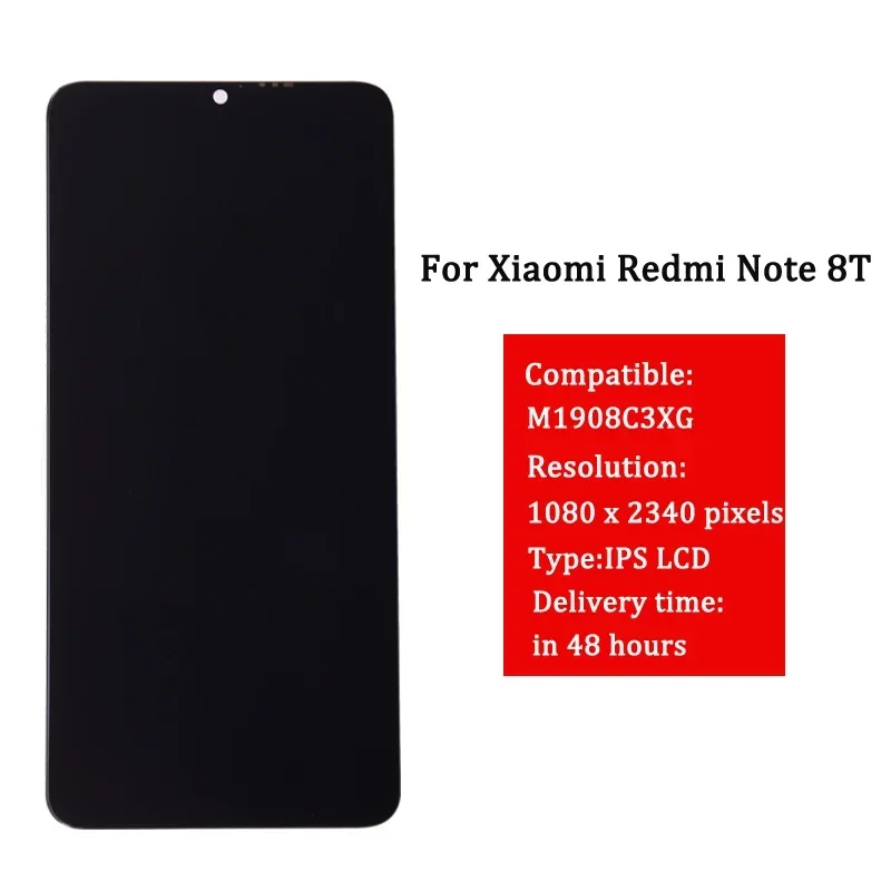 For Xiaomi Redmi Note 8T LCD Display Touch Screen Digitizer Panel Assembly M1908C3XG Display Replacement Phone Parts