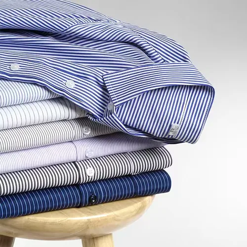 Imagen 2 del producto Camisas formales de S-5XL para hombre, camisa blanca Social de manga larga para oficina, Color sólido, a rayas, antiarrugas, a la moda, con bolsillo de negocios