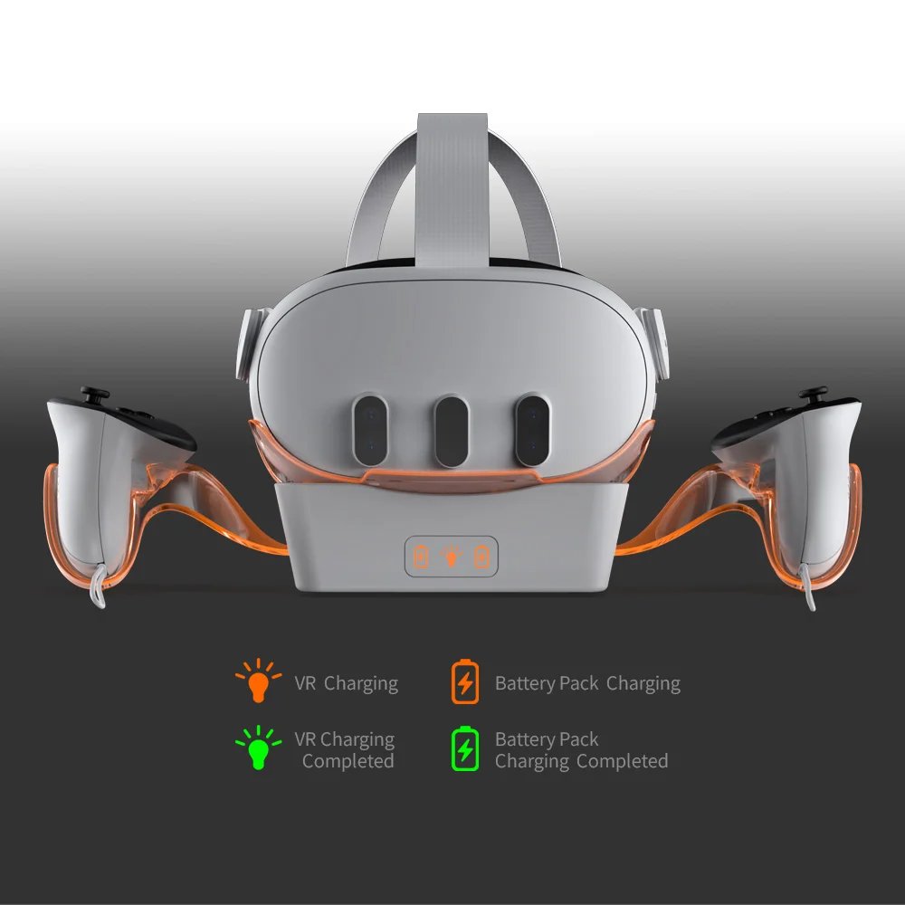 

Charge VR Charging Base for Meta Quest 3 and Controller Charging Station for VR Base with Light