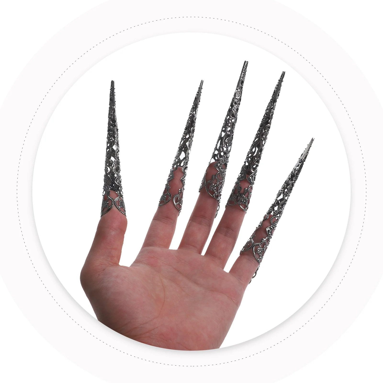 Halloween Cosplay Finger Claws Finger Nail Claw Rings Ancient Fingernail Claw Iron Finger Knuckle Claws Halloween Props