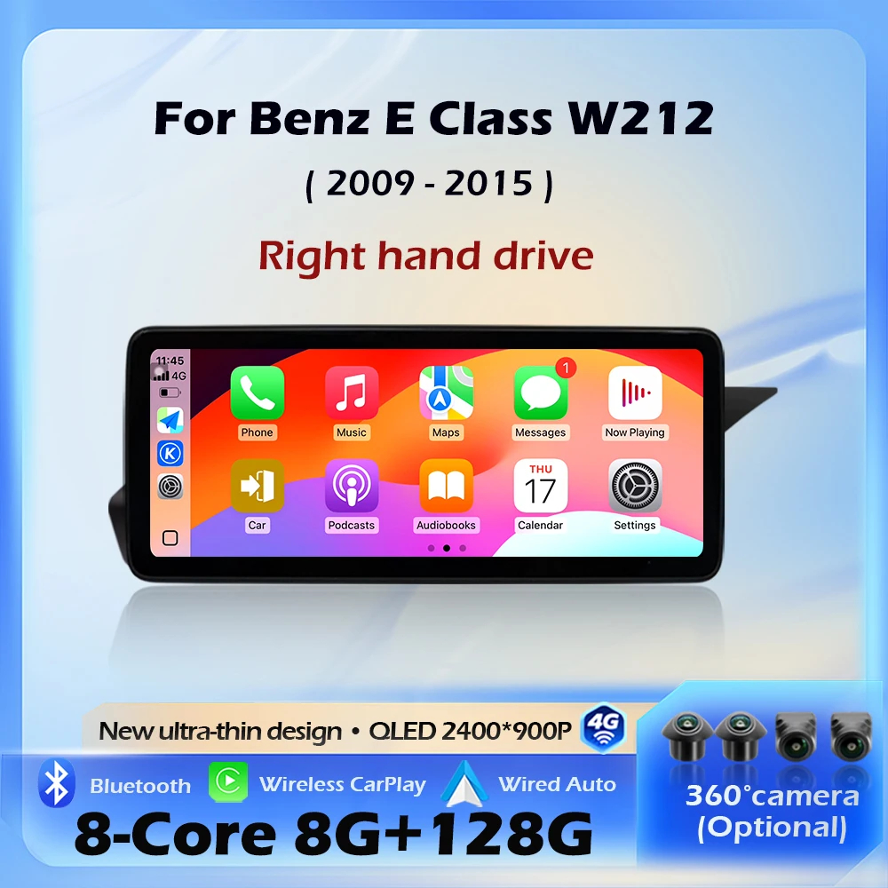 QLED-Bildschirm Rechtslenker Android16 Für Mercedes Benz E-Klasse W212 2009 - 2015 Kabelloses Carplay GPS Autoradio Multimedia Auto