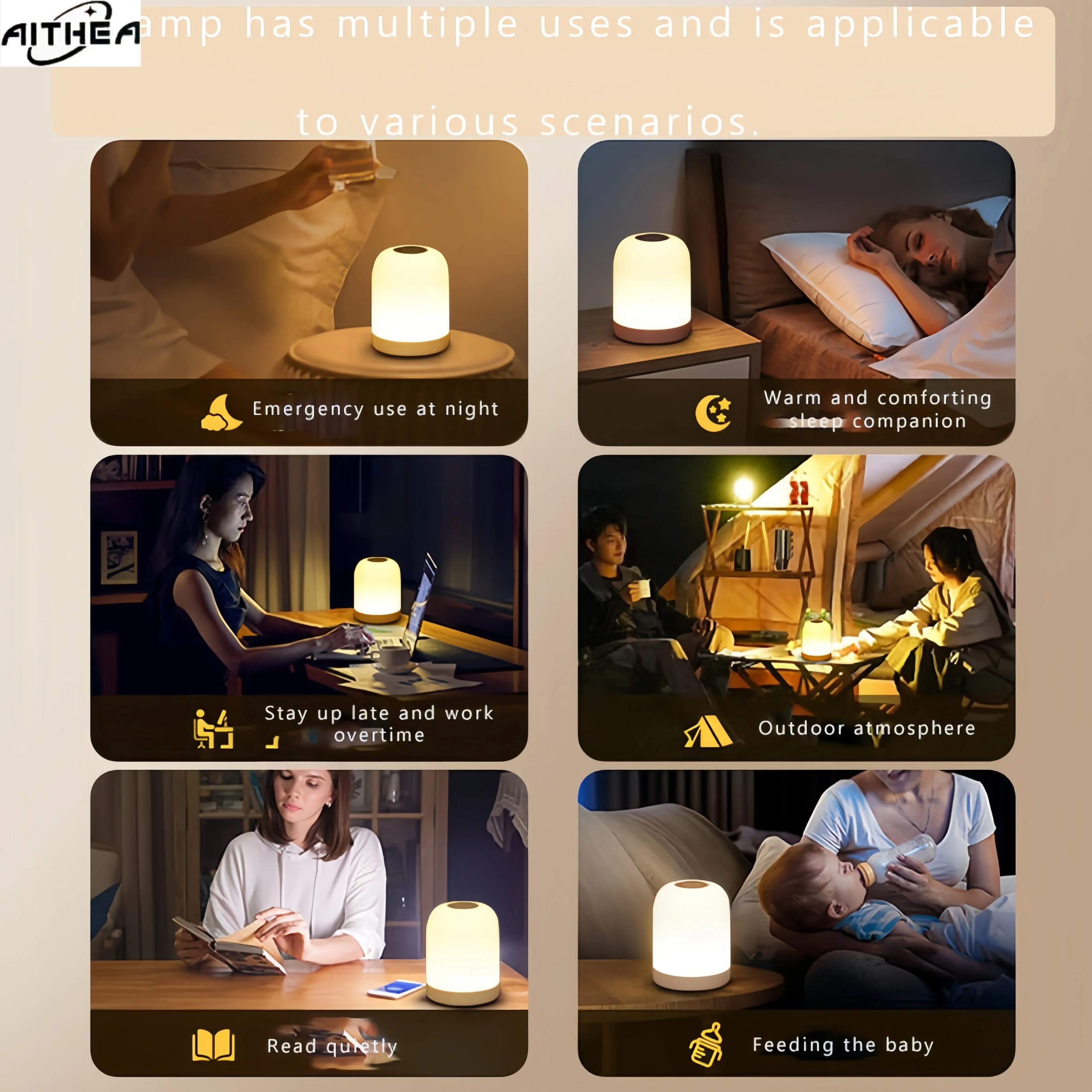AITHEA 3 色 Led ナイトライトタッチスイッチ調光 - Baby Nursery Equipment のレビューと価格