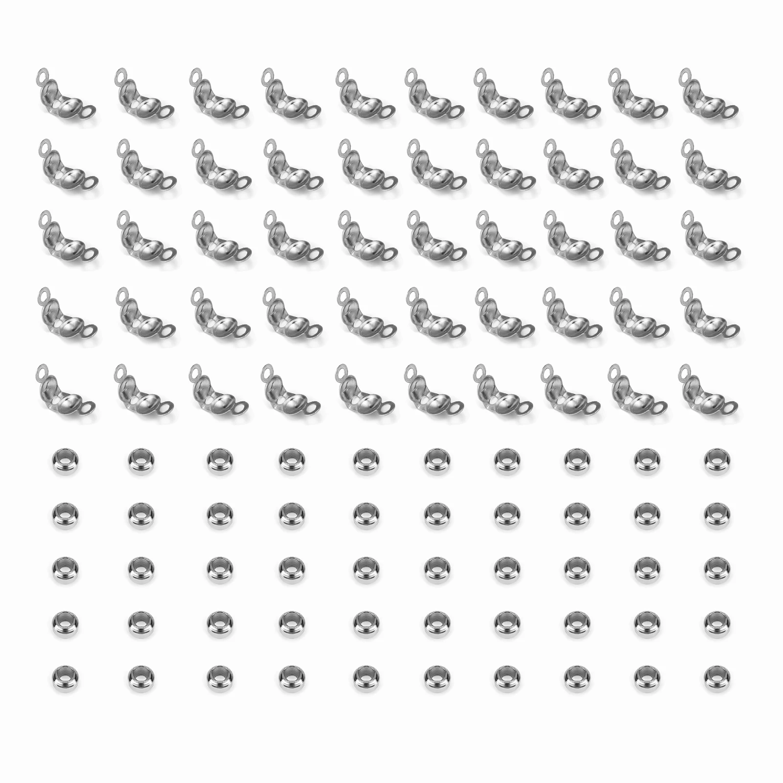 

100PCS Stainless Steel Gold Plated Connector Clasp Crimp End Beads For Bracelet Necklace Chains DIY Jewelry Making Supplies