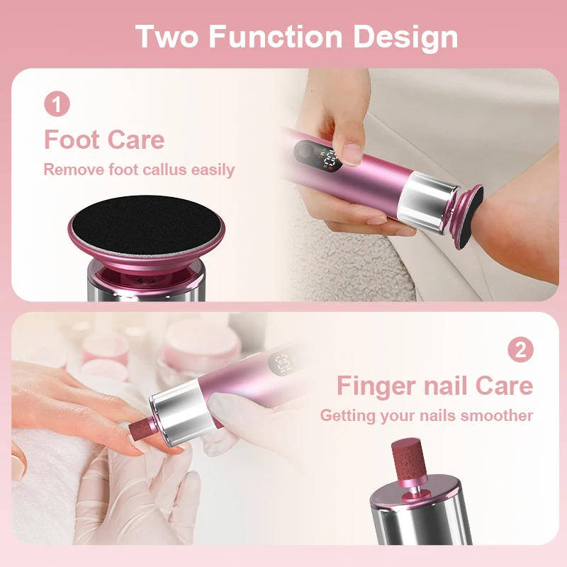 Electric Callus Remover Foot File 2-in-1 Adjustable Speed with 60pcs Sandpaper Discs for Pedicure And Callus Removal High Qualit