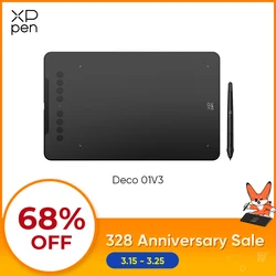 XPPen New Deco01V3 10 Inch Graphics Digital Tablet Drawing Tablet 16384 Levels Pressure 8 Shortcut Keys for Android Windows Mac