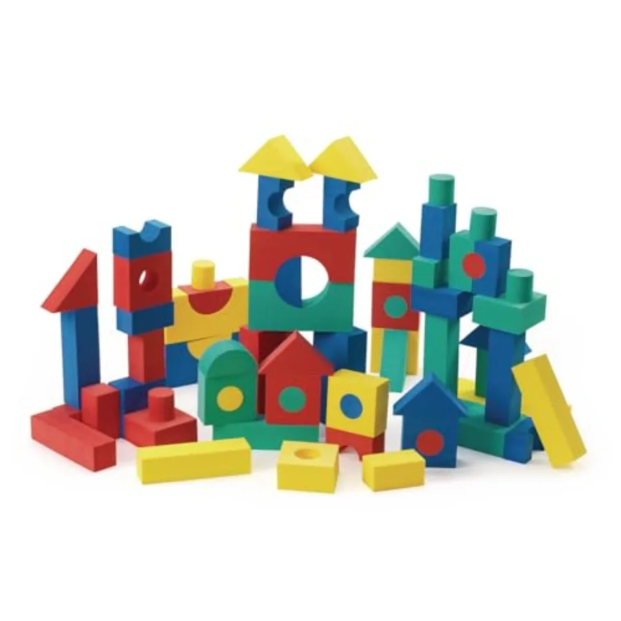 

Foam Tabletop Unit Blocks - 68 Pieces for classroom use lightweight EVA foam bright assorted colors soft-surface safety and eas