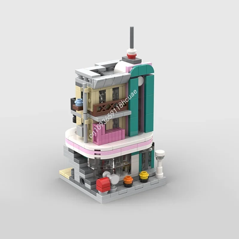 364pcs MOC Mini Modulaire Downtown Diner Minied Modelbouw Kerstcadeaus Blokken Architectuur DIY Speelgoed Creatief Idee Kinderen