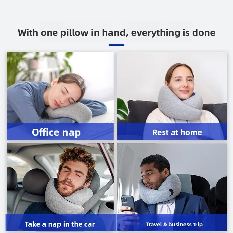 C0Q Travel Neck Pillow 360 Degree Support for Office Nap Airplane Flight Comfortable Portable U Shape Neck Rest gallery 2