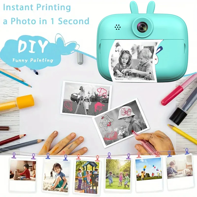 Mini Photo Printer, Instant Print Camera Children Video Photography Digital Camera Toys for Boys and Girls Birthday Presents