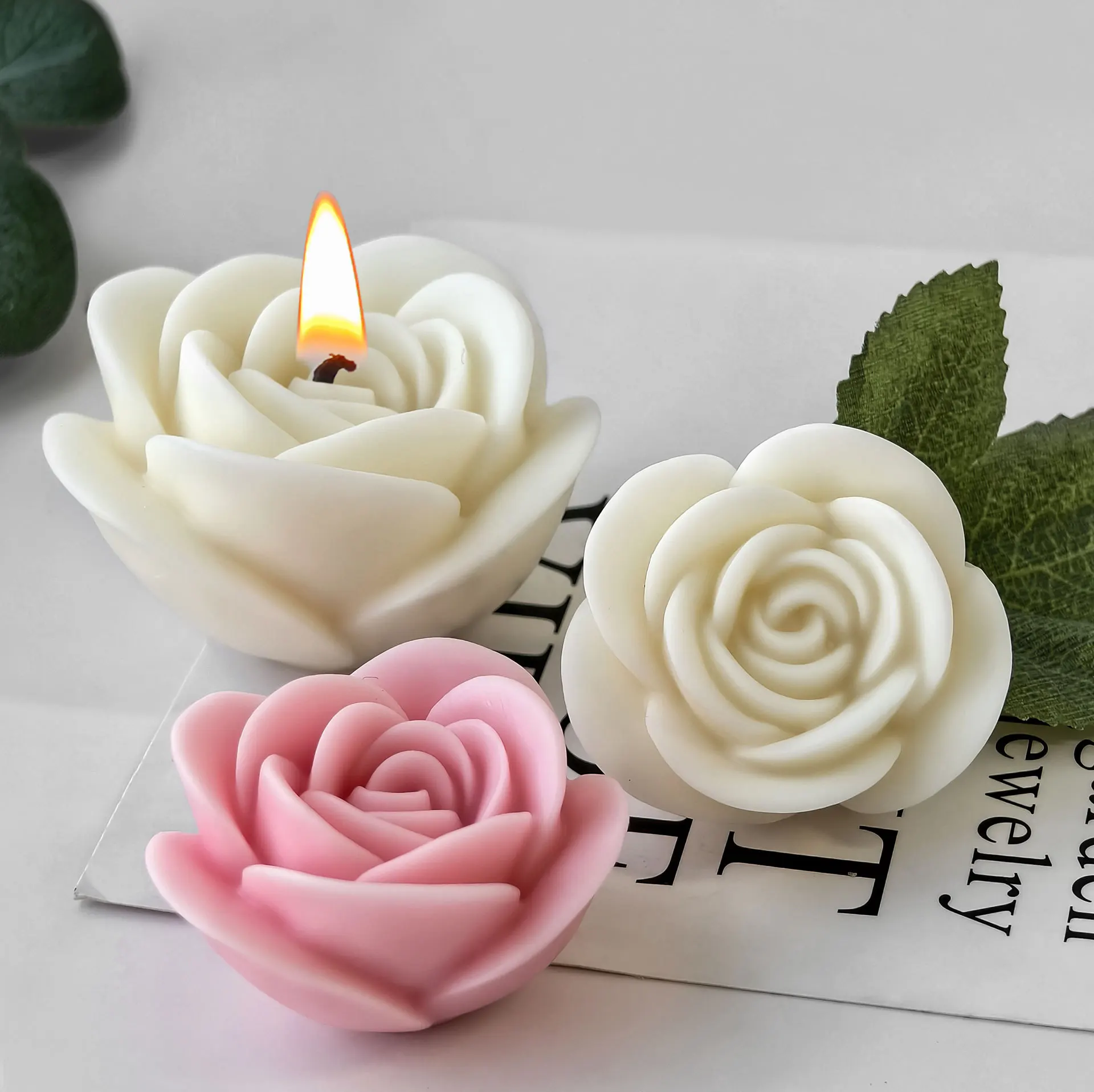 3D Rose Blume Silikon Kerze Form Valentinstag Handgemachte Seife Harz Aroma Gips Formenbau Liefert Hochzeit Geschenk