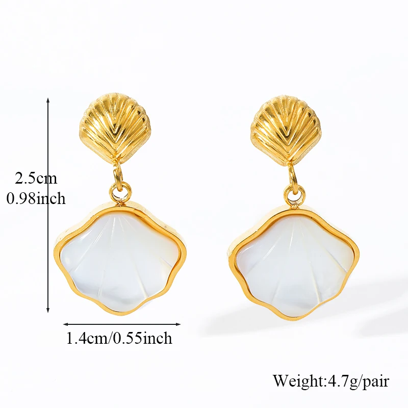 EILIECK 316L Edelstahl Muschel Seestern Perlen Schmuckset für Damen Mode Neue Wasserdichte Halskette Armband Ohrringe Geschenk – Detail 7