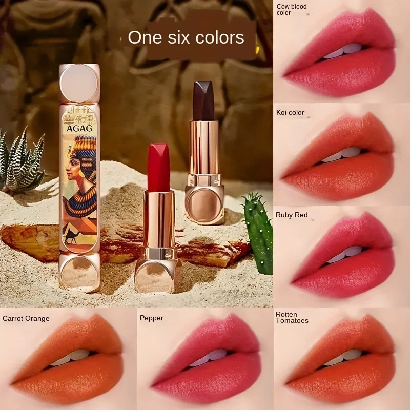 Dual-Tube 6-Shade Lipstick, Suitable for All Skin Tones, Matte Soft Fog Finish, Long-Lasting & Non-Sticky Cup Makeup