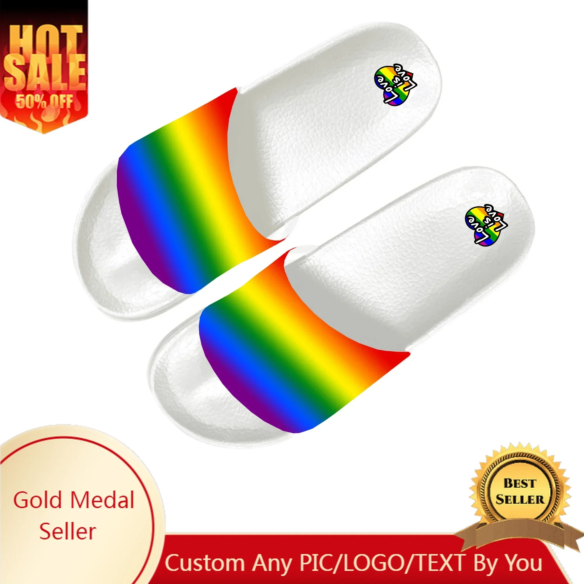 

Gay Pride Love Slippers Home Water Shoes Men Women Teenagers Bathroom Beach Pool Sandals That Can Be Worn Outside