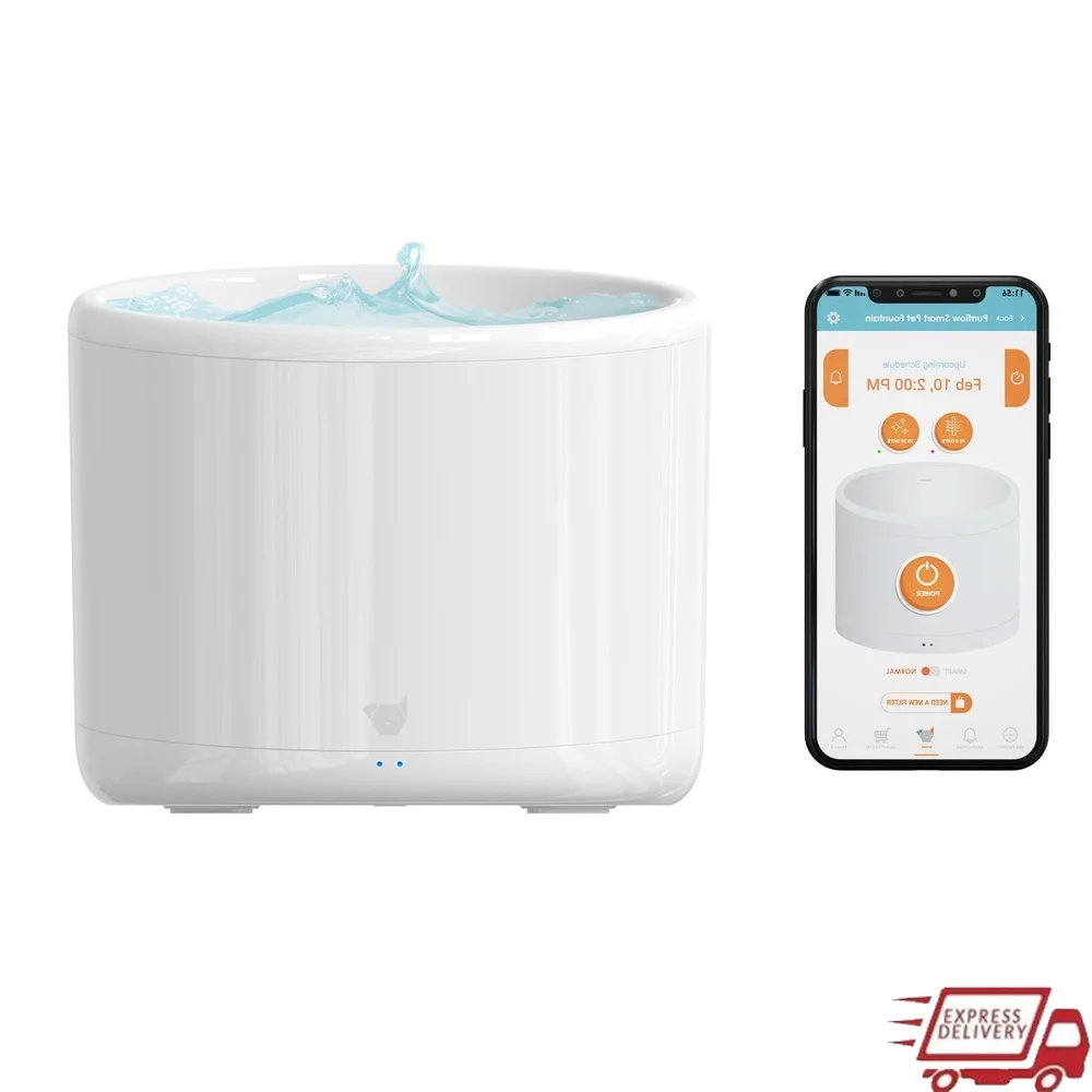 

Automatic Smart Cat Dog Water Fountain App Enabled Filtration System Quiet Large Capacity Pet Dispenser Hydration Notifications
