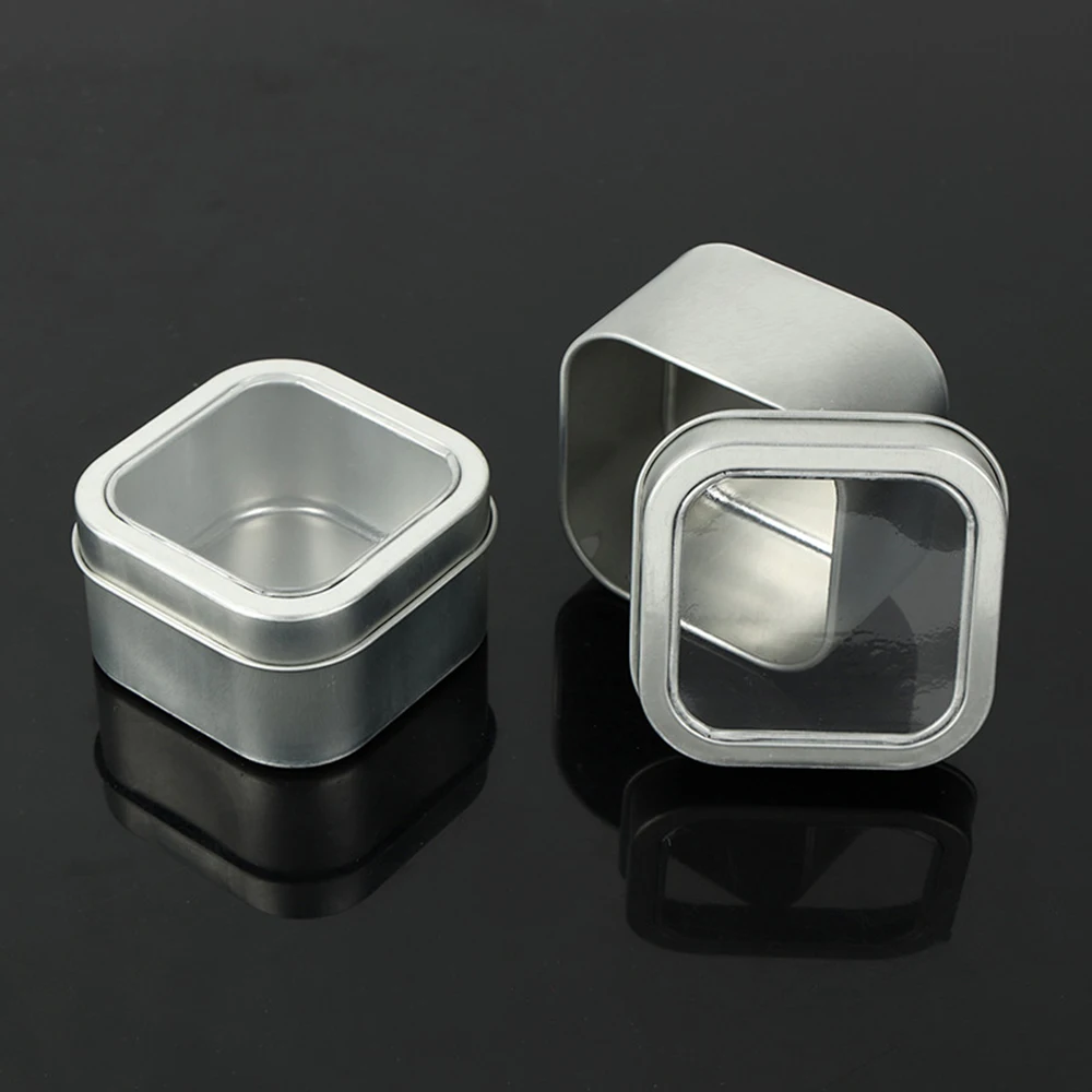 صندوق تخزين معدني من القصدير مع نافذة شفافة ، برطمان شاي ، علب ، منظم مجوهرات ، وعاء صفيح لمستحضرات التجميل ، هدية ، شوكولاتة ، حلوى ، كيك