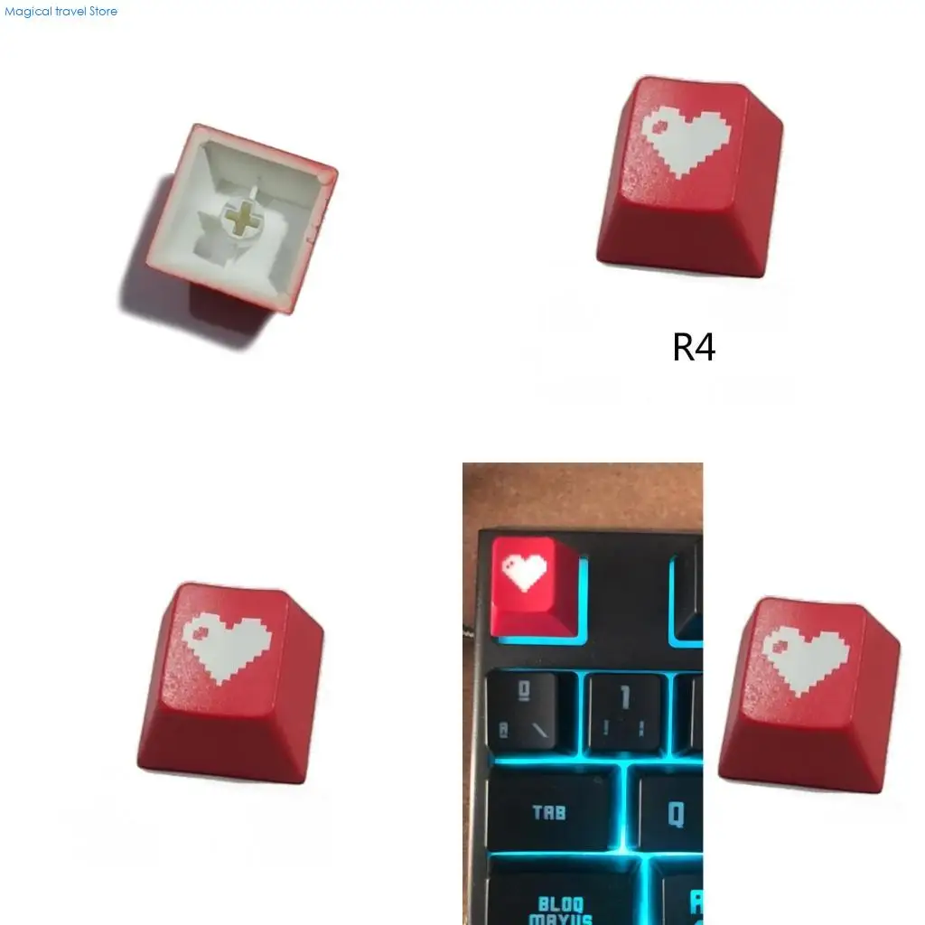N2UB PBT Keycap Mount Heart Cherry Profile Creative Dip Dye Sub Sculptured