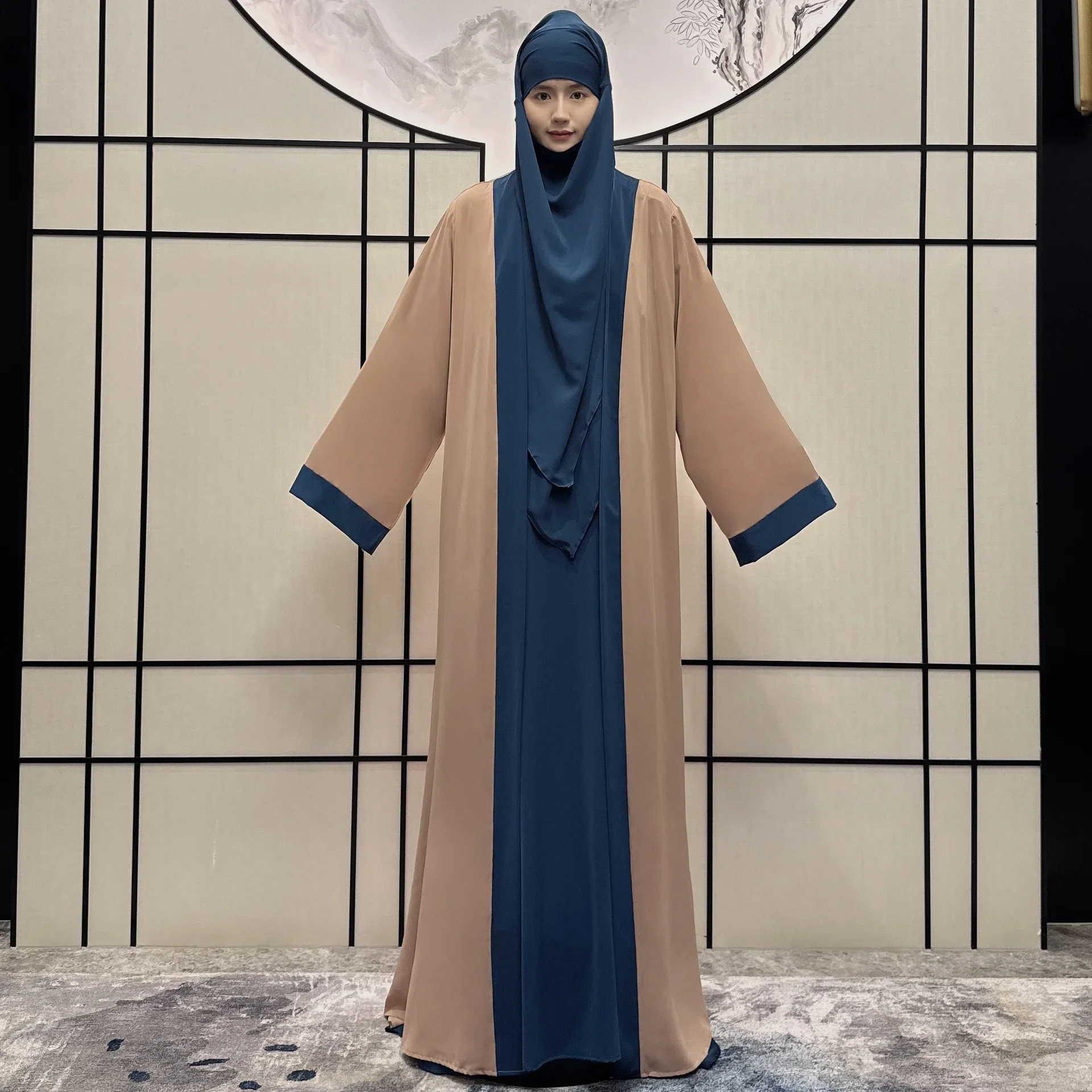 Eid Ramadan Muslim Women 3 Piece Set Dubai Kimono Cardigan Khimar Abaya Matching Suit Jalabiya Robe Prayer Garment Hijab Dress