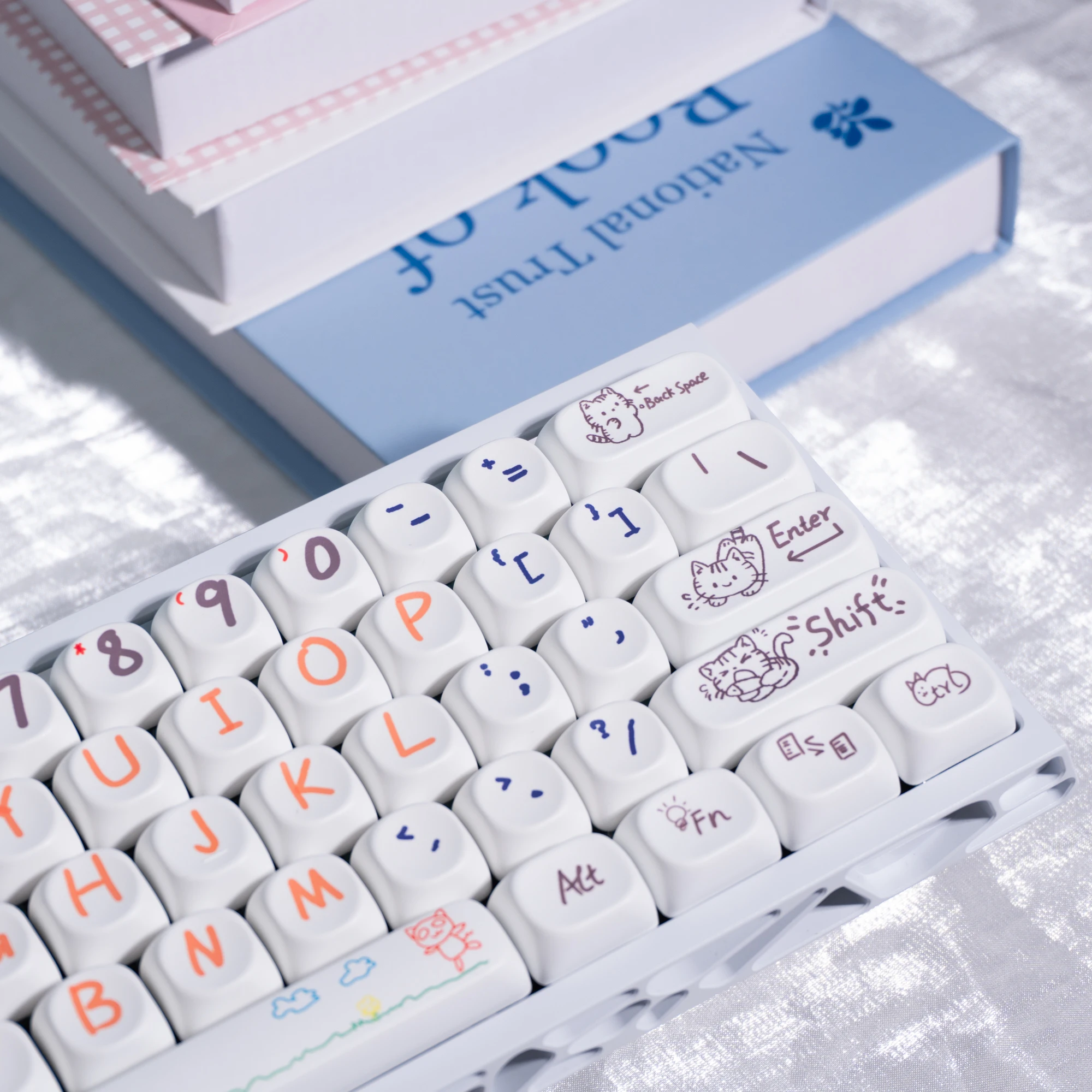 

130+ клавиш MOA Profile White Cat Zoo PBT Колпачки для клавиш Customs Dye Sub-клавишные колпачки для переключателей Cherry Gateron MX Механические клавиатуры
