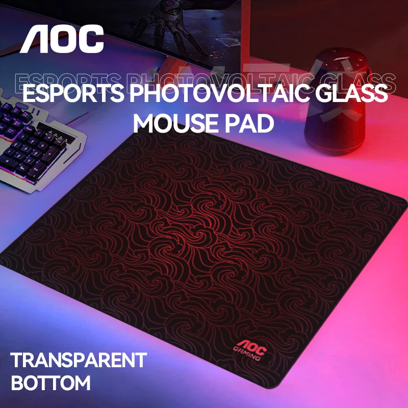 

AOC Esports Gaming Glass Mouse Pad 360*300mm Thick Lock Edge Office Keyboard Computer Desk Pad Black Fine Surface Speed Edition