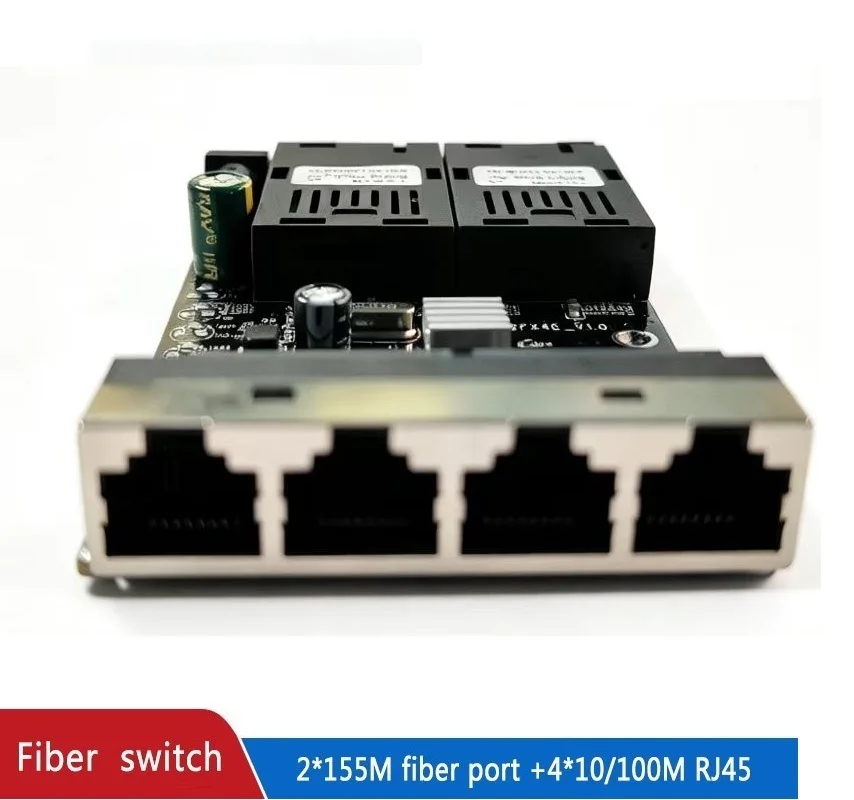 Switch Ethernet in fibra ottica Convertitore multimediale Modalità singola 4 RJ45 e 2 porte in fibra SC 10/100M PCBA 2F4E