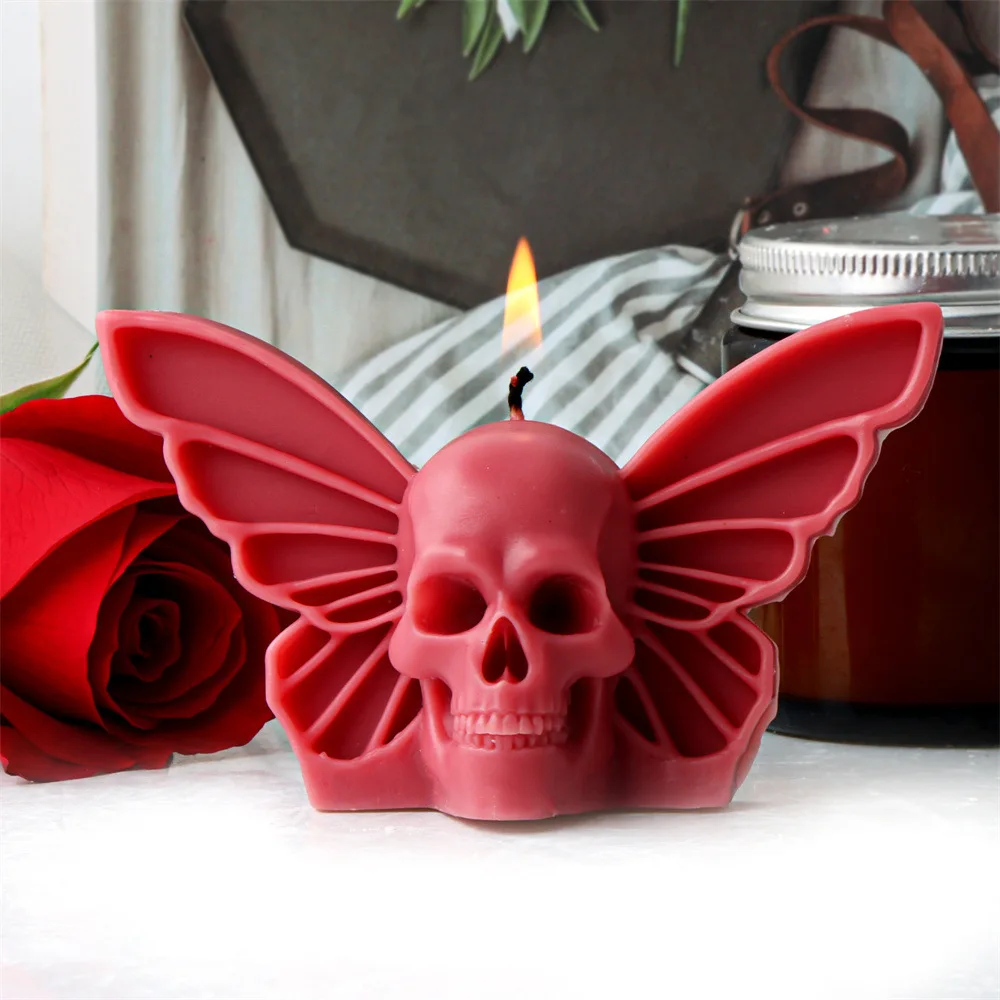 

Butterfly Skull Head Candle Silicone Mold Gypsum form Carving Art Aromatherapy Plaster Home Decoration Mold Gift Handmade