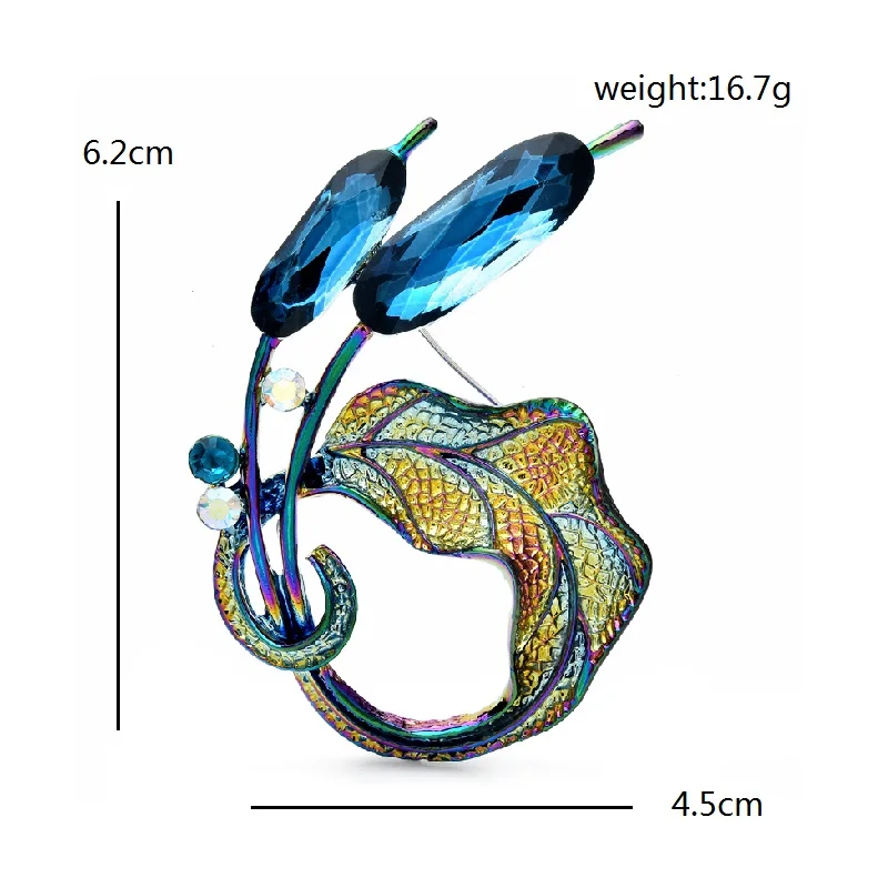 Wuli&baby Crystal Circle Flowers Brooches For Women Unisex Beautiful Leaves Plants Party Office Brooch Pins Gifts
