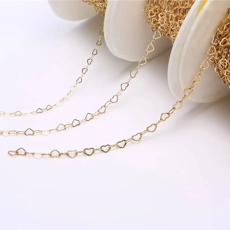 

No Fade No Rust Hot Sale Real 14K Gold Filled Heart Chain for Jewelry Making Fashion Waterpoof Permanent Chain