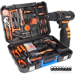 120PCS Power Tool Combo Kits with 16.8V Cordless Drill Household Tools Set with DIY Hand Tool Kits for Professional Garden Home